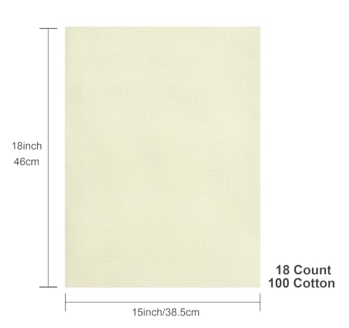 Aida Cloth 18 Count Cross Stitch Fabric,15×18inch,Rolled,3Pcs (18CT,Ivory) - color: Ivory, size: 18CT