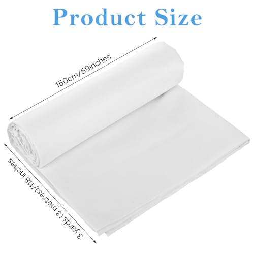 3 Yards White Cotton Fabric by The Yard Fabrics,59 Inches Wide Medium Weight 100% Natural Cotton Fabrics,Bleached Muslin Fabric for Sewing Clothing Crafts Material - color: White, size: 3 Yard