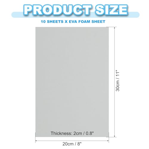 PATIKIL EVA Foam Sheet 10Pcs 12x8 Inch 2mm Thick Gray - color: Gray