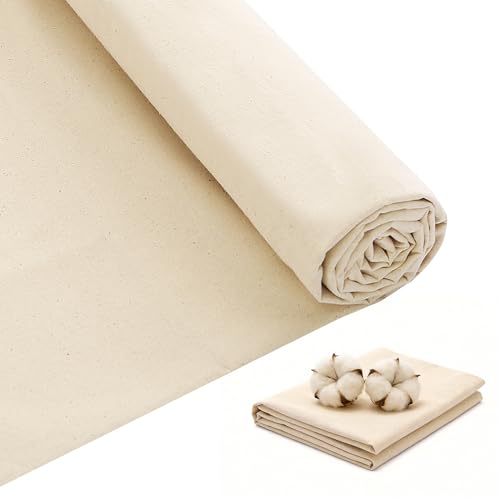 KUUP 100% Cotton Fabric by the Yard, 44" x 1 Yard Unbleached Muslin Fabric - color: Natural, size: 44-1 Yards