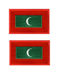 2 PCS Asia Flag Patches Hook and Loop Fastener Embroidered Tactical Military National Asia Patch (Maldives) - color: Maldives