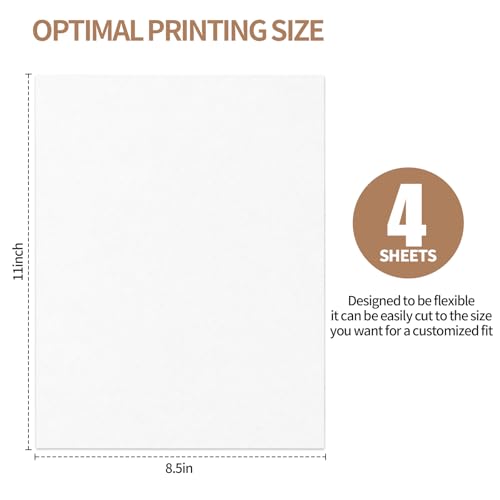 Creztail Sticky Water Soluble Embroidery Stabilizer Paper, 4PCS 8.5"x11" Printable Embroidery Transfer Paper, Stick and Stitch Wash Away Stabilizer, Medium Weight for Hand and Machine Embroidery - size: 4pcs