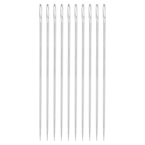 uxcell 50 Pcs Large Eye Sewing Needles, 1.5 Inch 0.6mm High Carbon Iron Embroidery Thread Needle Sewing Big Eye Needle Knitting Needles for Hand Sewing Art Crafts, Silver - size: 38mm, 0.6mm