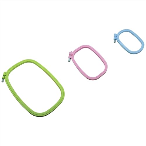 HAJXZH 3 PCS Cross Stitch Frames Plastic Square Embroidery Hoops for DIY Embroidery Projects