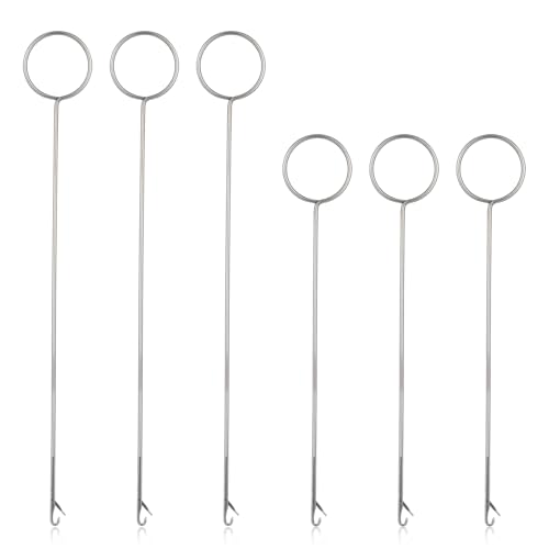 6 PCS Bead Threader for Jewelry Making Loop Turner Sewing Tool Stainless Steel Needle Hooks with Latch for Fabric Belts Strips Tube Straps DIY Accessories (10.63 & 6.89 Inch)