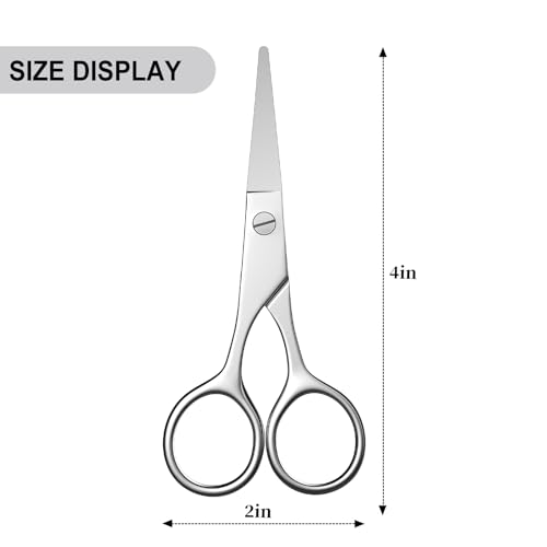 Nose Hair Scissors Eyebrow Scissors Round Tip Professional Grooming Scissors Stainless Steel Small Trimming Scissors for Eyelashes Mustache Facial Hair Sewing Embroidery AsonTao - style: Small scissors -Round design
