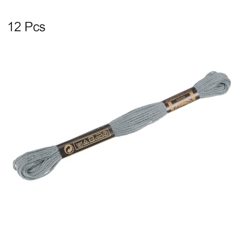 HARFINGTON 12 Skeins Embroidery Floss 8m Each Egyptian Long Fiber Cotton Cross Stitch Thread 26S/2x6 for Embroidery Projects Bracelet, Grey - color: Grey