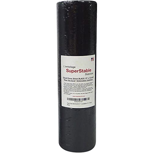 Superpunch Cloud Cover Stitch Embroidery Backing, Black, 12 in x 10 yd - color: Black, size: 12" x 10 yards roll