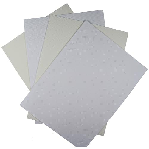 KCS 4 pc of 12" x 18" (30cmx45cm) 14CT Counted Cotton Aida Cloth Cross Stitch Fabric (White+Antique White) - color: White+antique White
