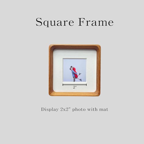 4x4 Picture Frame with 2x2 Mat - Solid Teak Wood Square Frame, Wall & Tabletop Display for Baby & Pet Photos (4x4,Teak) - color: Teak, size: 4X4
