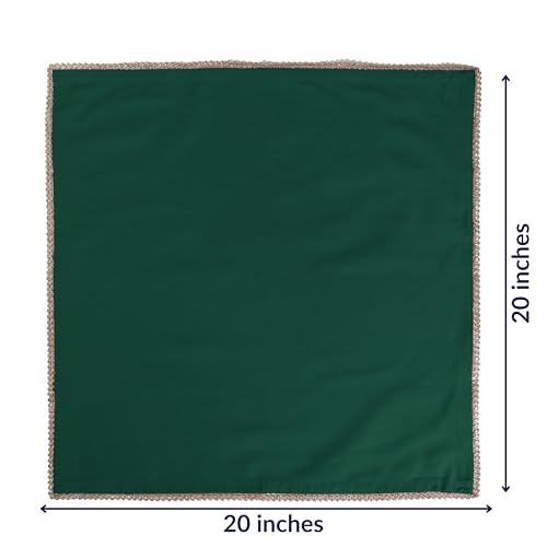 Lace Cloth Napkins, 100% Cotton, 12 Pack, 20x20 Inch, Eden Green/Golden - color: Eden Green/Golden Lace, size: 20" x 20" (Set of 12)