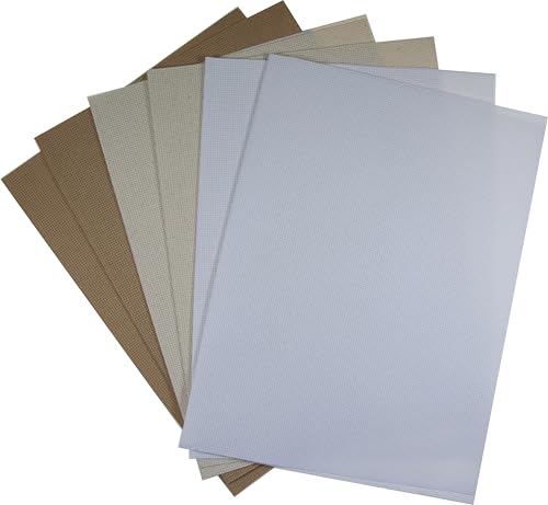 KCS 6 pc of 12" x 18"(30cmx45cm) 14CT Counted Cotton Aida Cloth Cross Stitch Fabric (White+Oatmeal+Khaki) - color: White+oatmeal+khaki