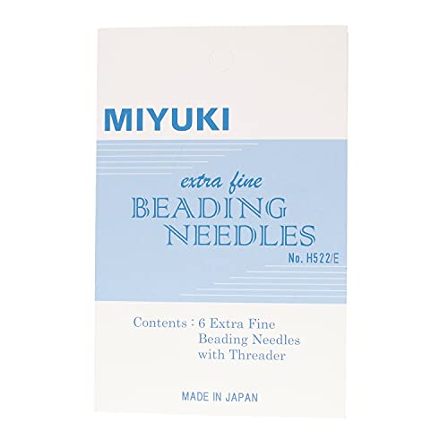 Miyuki Extra-Fine Beading Needles – 6 Pack, Assorted Sizes, 0.4mm Diameter – Needle Threader Included – Made in Japan – Use with Delica Beads for Jewelry Making and Other Seed Bead Projects - size: 42mm, 48mm, 55mm