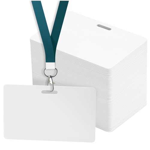 100 Pack Premium Blank PVC Cards with Slot Punch on Long Side - Horizontal Slot Punch Blank ID Cards- CAETOUNG CR80 30 Mil Graphic Quality White Plastic Cards for Photo ID Badge Printers - color: 100pack