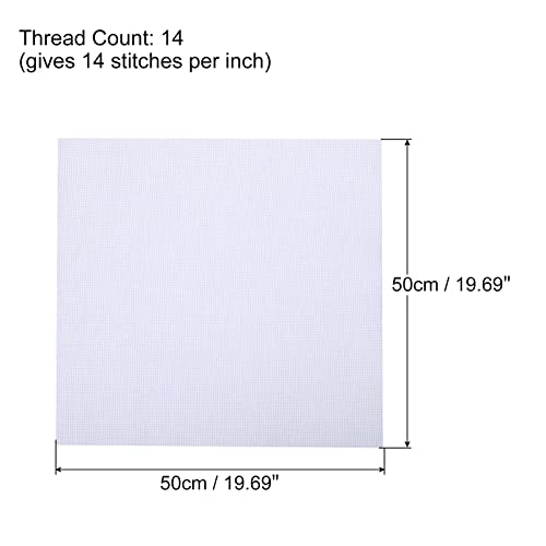 PATIKIL 14 Count Cross Stitch Cloth 20" x 20", Embroidery Cotton Fabric for DIY Needlework, White