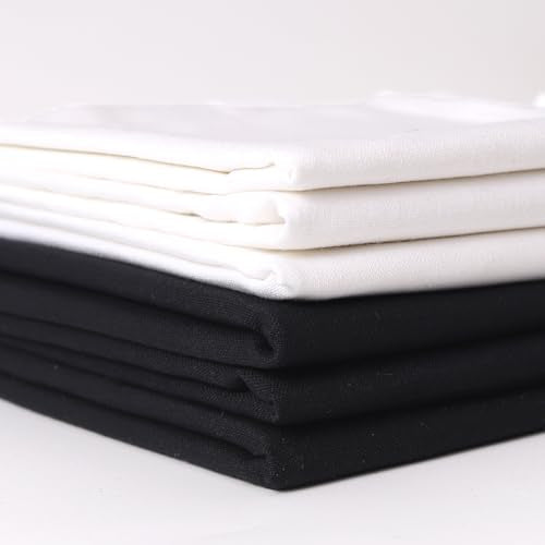6 Pcs 18 x 21 Inches Cotton Fabric Precut Quilting Fabric Bundles Solid Colors Quilt Material for DIY Craft Sewing Embroidery (Black White) - color: Black White