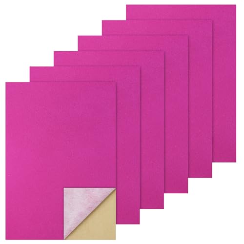 Biaungdo 6 Pcs Self Adhesive Felt Sheets, Hot Pink, 8 x 12 Inch