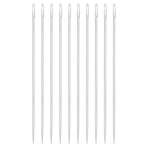 uxcell 50 Pcs Large Eye Sewing Needles, 2.28 Inch 0.9mm High Carbon Iron Embroidery Thread Needle Sewing Big Eye Needle Knitting Needles for Hand Sewing Art Crafts, Silver - size: 58mm, 0.9mm