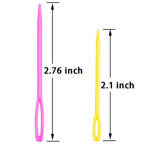 Hekisn Large-Eye Plastic Sewing Needles, Colorful Safety Lacing Needles, 2 Different Sizes Yarn Sewing Needle, Learning Needles for DIY Sewing Handmade Crafts，2.76 &2.1 inch (16 Pieces) - size: 16 Pieces