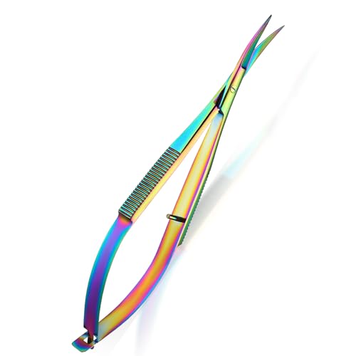 Hicarer 1 Pcs 4.7" Curved Eyebrow Embroidery Sewing Scissors, Multicolor - color: Multicolor