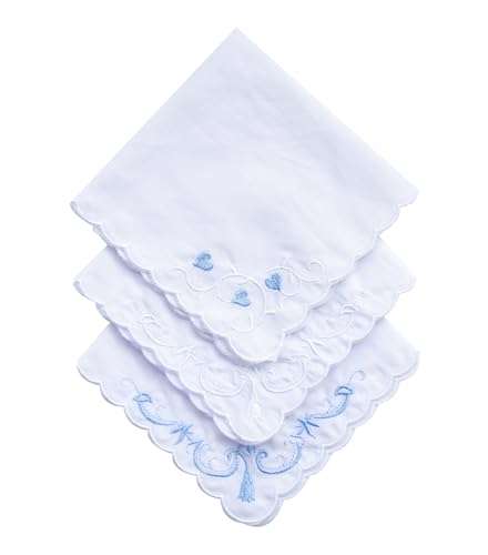 6 Pack of Ladies Embroidery Cotton Handkerchiefs Lace Wedding Hankies - color: Zww-w07