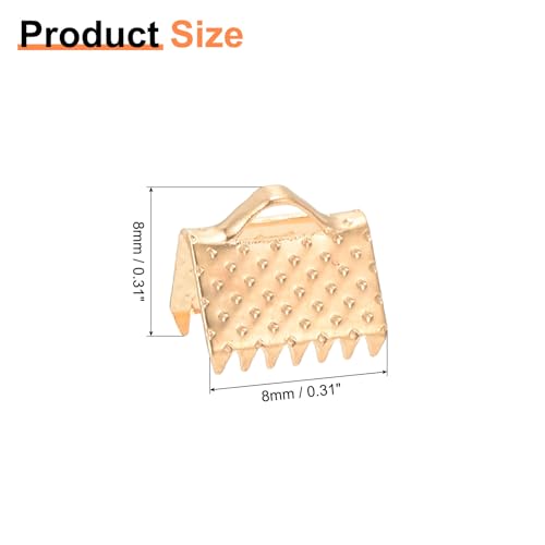 uxcell 280Pcs Ribbon Crimp Clamp Ends, 8mm Bookmark Pinch Crimp Ends, Cord Ends Fasteners Clasp Crimp Ends for DIY Bracelet Necklace Jewelry Making, Light Golden - color: Light Golden, size: 8mm