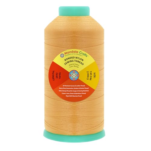 Mandala Crafts Size 46 210D T45 Blonde Bonded Nylon Thread, 2843 YDs - color: Blonde, size: T45 #46 210D/2 2843 Yards