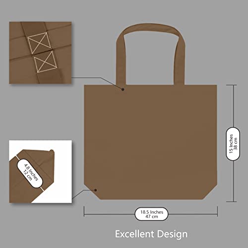 TOPDesign 1-Pack Super Strong Large 12oz Cotton Canvas Tote Bag, Reusable Grocery Shopping Cloth Bag, Fashionable Two-Tone Tote for Crafts, DIY Your Creative Designs - color: Brown