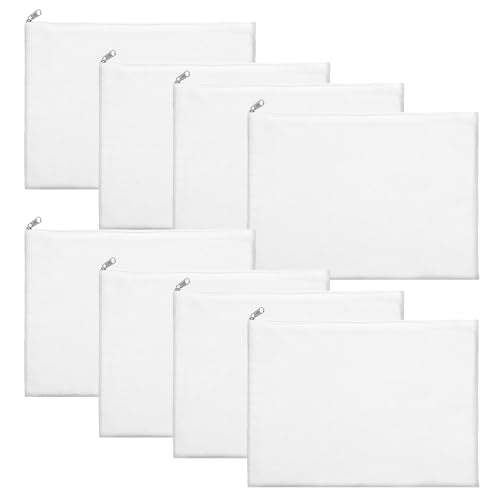 8 Pcs Canvas Zipper Pouch, 12x9'' Large Cosmetic Canvas Pouch With Zipper, Canvas Makeup Bags Plain for Women, Blank Bag Organizer Purse for Travel, Toiletry, DIY Crafts