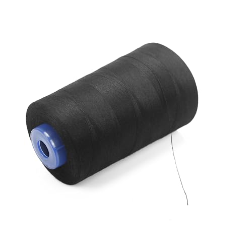 Single Huge Spool 5000 Yards Each Polyester Quilting Thread Machine Embroidery Thread 40S/2 for Commercial and Domestic Sewing Machines (Black) - color: Black
