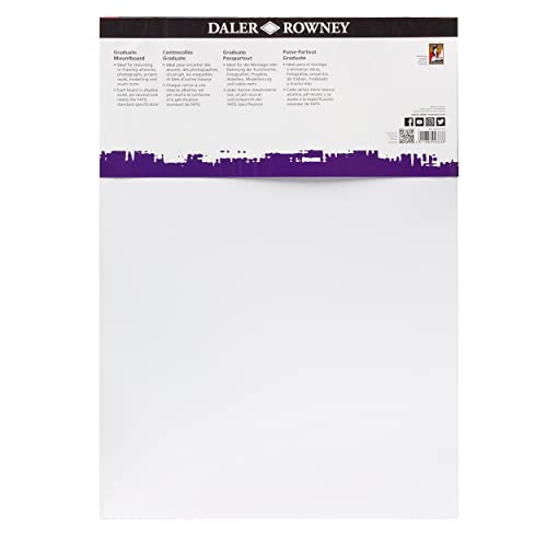 Daler-Rowney Graduate Cream Core A2 Mountboard Pack, 5 x Ice White Smooth Surface, 1.25mm Thick, Ideal for Student Artists - size: A2, style: A2 MOUNTBOARD 5 PACK ICE WHITE