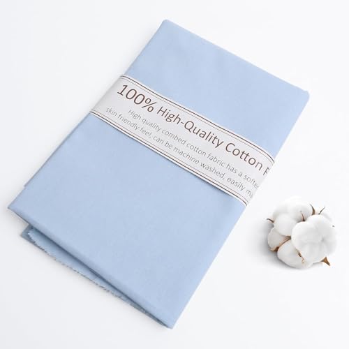 Lake Blue Cotton Fabric, Natural 100% Cotton Poplin Fabric by The Yard 59 Inches Wide Lining Fabric for Sewing Apparel Cloth Soft Embroidery Quilting, 2 Yard - color: Lake Blue, size: 2 Yards