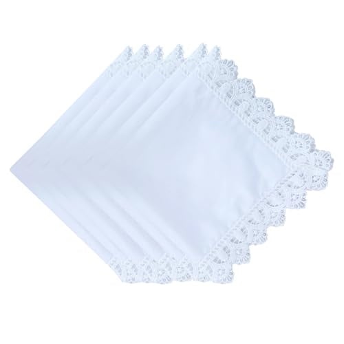 6 Pack of Ladies Embroidery Cotton Handkerchiefs Lace Wedding Hankies - color: B02-8864