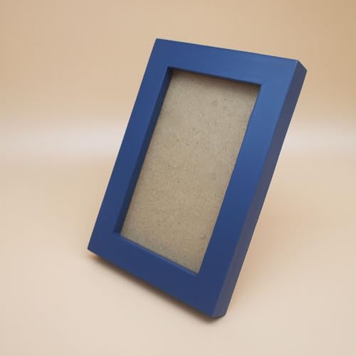 3x5 Picture Frame Solid Wood,Blue. Table Top or Wall Mount Photo Frames with Plastic Glass for 3x5 Inches Pictures, Modern Home Office Decor - color: Blue, size: 3x5