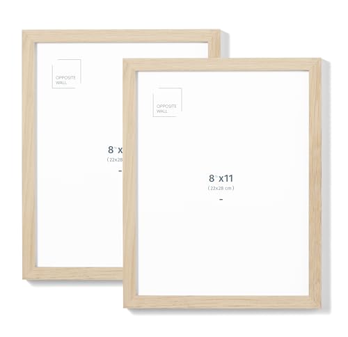 Opposite Wall - Set of 2-8.5 x 11 in - Natural Solid Oak Wood Picture Frames - Lightweight, Versatile & Shatterproof - Wall Hanging & Tabletop Photo Frame - Office, Gallery & Home Decor - color: Natural, size: 8.5x11 in - 2 pk