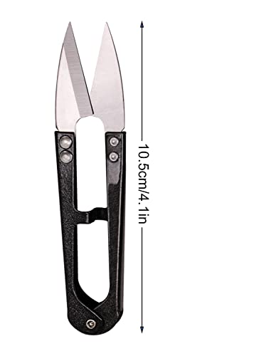 2Pcs Multicolor Mini Sewing Scissors Clipper 2Pcs Leather Scissors Sheath Cover Small Embroidery Thread Thrum Yarn Trimming Nipper U-Shaded Craft Cross Stitch Scissor (Pink/Black) - color: Pink/Black
