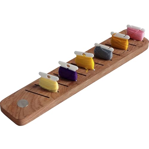 Savina Hardwood Bobbin Rack Organizer, 12-Slot Magnetic Spool Holder for Embroidery Floss, Sewing Thread Boards, Cross Stitch Storage (Wooden Thread Organizer ONLY)