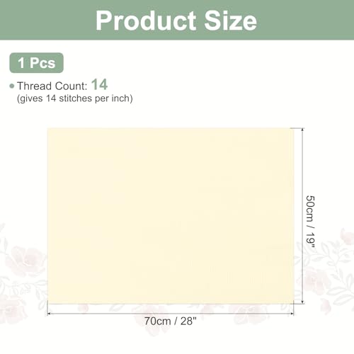 PATIKIL 14 Count Cross Stitch Cloth 19"x28", Embroidery Cotton Fabric DIY Cross Stitch for Handmade Needlework Art Crafts Machine Embroidery, Light Beige - color: Light Beige, size: 19"x28"