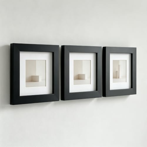 ZXT-parts Black 6x6 Picture Frames with 4x4 Opening Mat. Black 6x6 Square Photo Frame. Solid Wood, Perspex Panel, The Table or The Wall.Protective Film Must be Removed. - color: Black