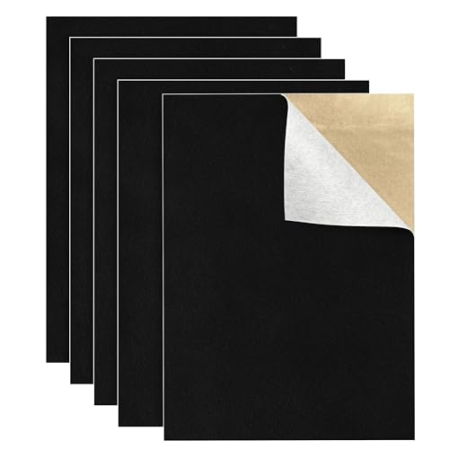 5PCS Self Adhesive Felt Sheet - Black Felt Sheets with Adhesive Backing for Drawer/Jewelry Box Liner (9" x 11") - color: Black, size: 9"W x 11"L / 5 pieces