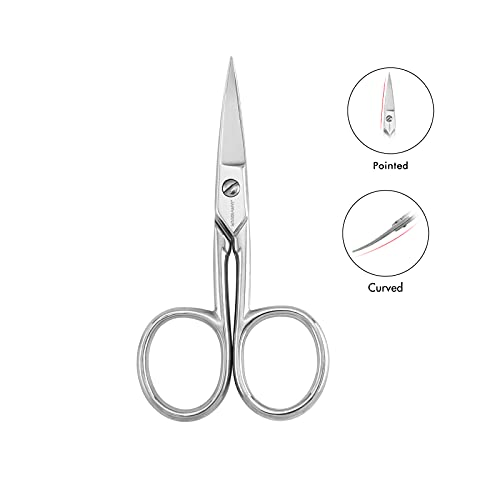 JARVISTAR Small Embroidery Curved Scissors, 4” Forged Stainless Steel Detail Craft Cutter, Sharp Pointed Tip for Fabric Sewing, Needlework, Yarn and DIY Crafts