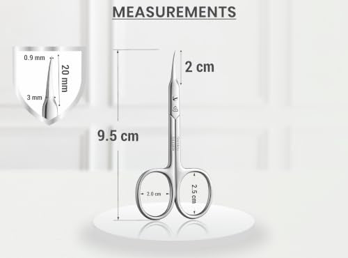 SILLVER Cuticle Scissors Curved Blade - Extra Fine Pointed Tip Professional Manicure Grooming Scissors for Cuticles, Beard, Nose Hair, Eyelash, Mustache - Eyebrow Scissors - size: Slim 3-0.9mm Blade Width