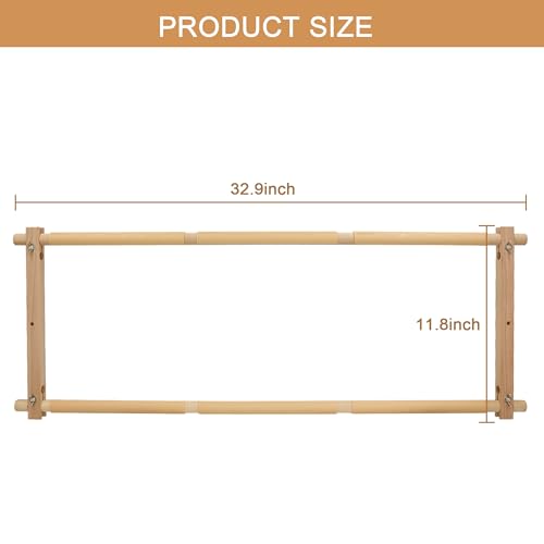 Large Beech Wood Embroidery Scroll Frame, 2-Part Adjustable Holder for Cross Stitch, Tapestry, Quilting, Sewing Needlepoint Projects - style: 33" x 12"