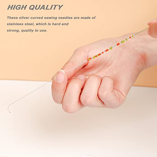 5 Pcs 4 Inch Big Eye Curved Beading Needle + 6 Pcs 7.5 Inches Curved Bead Spinner Needles,10 Pcs Colorful Plastic Needle Threaders,Stainless Sewing Needle for Beading Bracelet Necklace Jewelry Making