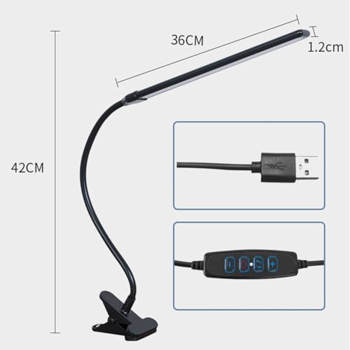 Black LED Easel Lamp Clip-On Art Light for Artists - 3 Colour Modes, 10-Level Dimmable Eye-Care Desk Lamp, Flexible 360° Gooseneck, USB Powered for Painting, Drawing, Headboards, Drafting Tables - color: Black