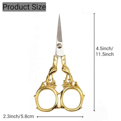 Sewing Scissors Cross Stitch Small Sharp Embroidery Scissor for Yarn Knitting Needlepoint Precision Detail Crafting - color: Gold