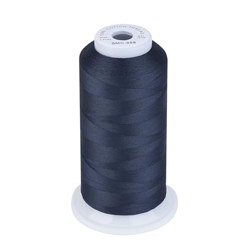 Simthread 100% Cotton Thread 50wt 1641 Yards Navy for Home Sewing Quilting Machine - color: Navy