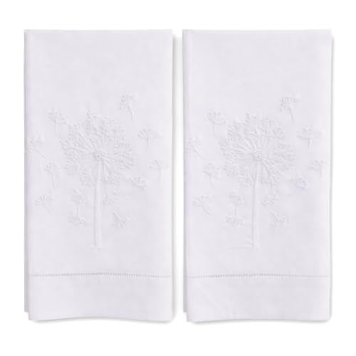 Bathroom Hand Towels Set of 2, White Dandelion - color: White Dandelion