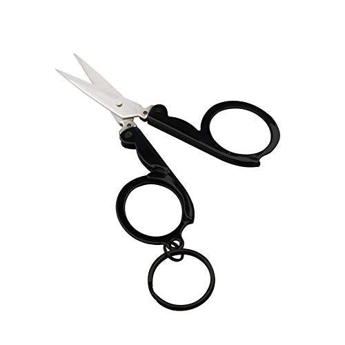 Munkees Mini Folding Scissors Keychain - Stainless Steel Portable & Foldable Travel Cutter Pocket Key Ring - Small Key Chain, Scissor Tool for Crafting, Emergency, Survival, Camping & Outdoors (1)