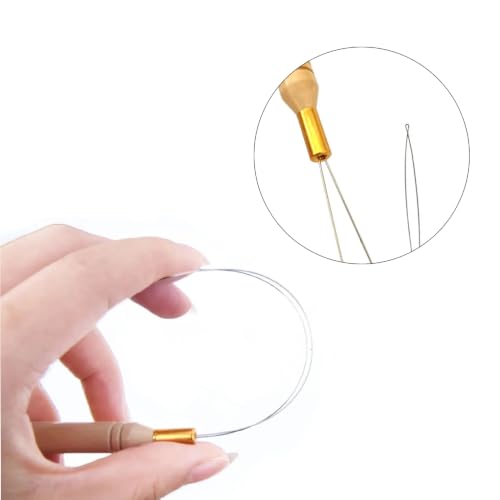 12Pcs Micro Ring Hair Extension Loop Needle Threader, Feather Wire Pulling Hook Tool for Silicone Microlink Nano Beads Cold Fusion Hair Extensions (12Pcs) - size: 12Pcs